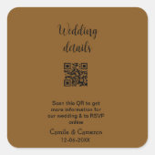 QR WEDING WEBSITE Hinzufügen des Datums Schwarz-we Quadratischer Aufkleber (Vorderseite)
