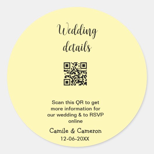 QR WEDING WEBSITE Hinzufügen des Datums Schwarz-we Runder Aufkleber (Vorderseite)