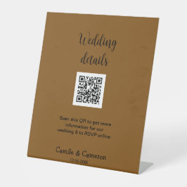 QR WEDING WEBSITE Hinzufügen des Datums Schwarz-we Sockelschild