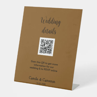 QR WEDING WEBSITE Hinzufügen des Datums Schwarz-we Sockelschild