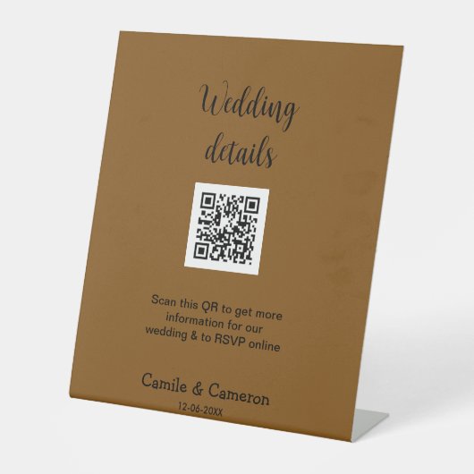QR WEDING WEBSITE Hinzufügen des Datums Schwarz-we Sockelschild (Vorderseite)