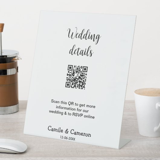 QR WEDING WEBSITE Hinzufügen des Datums Schwarz-we Sockelschild (In Situ)