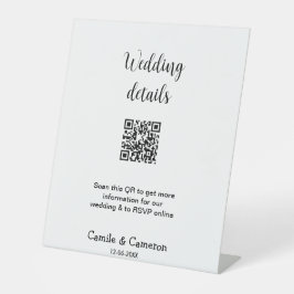 QR WEDING WEBSITE Hinzufügen des Datums Schwarz-we Sockelschild