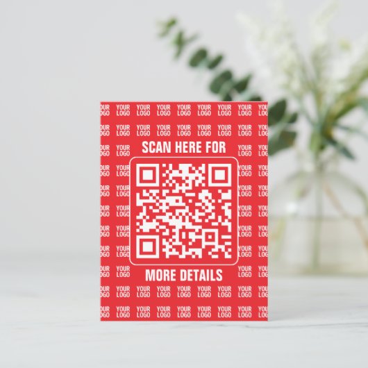 QR-Werbecode (editierbar) mit Logo-Muster Postkarte (Stehend Vorderseite)