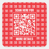 QR-Werbecode (editierbar) mit Logo-Muster Quadratischer Aufkleber (Vorderseite)