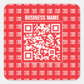 QR-Werbecode (editierbar) mit Logo-Muster Quadratischer Aufkleber (Vorderseite)
