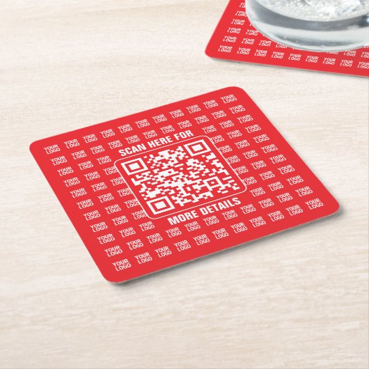 QR-Werbecode (editierbar) mit Logo-Muster Rechteckiger Pappuntersetzer (angewinkelt)