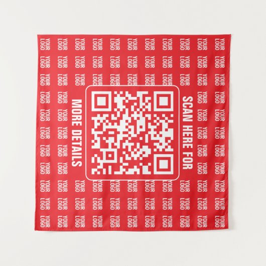 QR-Werbecode (editierbar) mit Logo-Muster Wandteppich (Vorderseite (Horizontal))