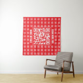 QR-Werbecode (editierbar) mit Logo-Muster Wandteppich (Beispiel (Horizontal))