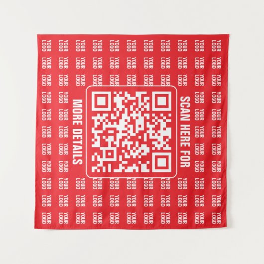 QR-Werbecode (editierbar) mit Logo-Muster Wandteppich (Vorderseite (Horizontal))