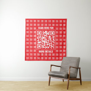 QR-Werbecode (editierbar) mit Logo-Muster Wandteppich