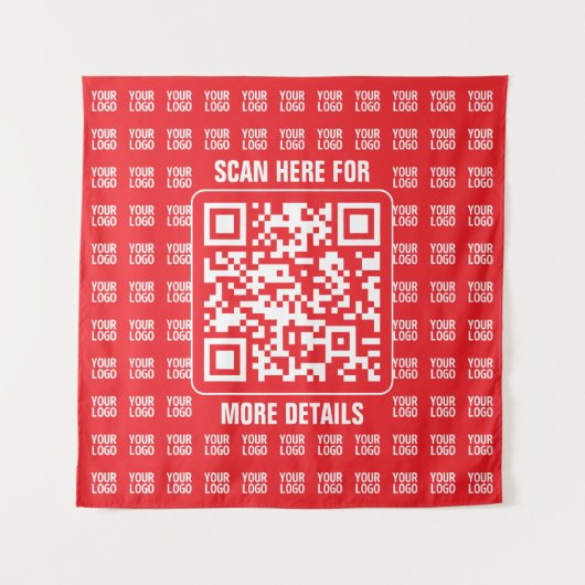 QR-Werbecode (editierbar) mit Logo-Muster Wandteppich (Vorderseite)