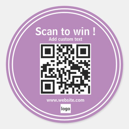 Qr-Wettbewerb url einfacher Win-Business-Aufkleber Runder Aufkleber (Vorderseite)