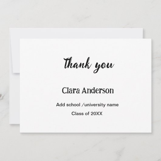 QR White Black Foto Classic Eleg Graduation Party Dankeskarte (Vorderseite)