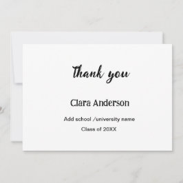 QR White Black Foto Classic Eleg Graduation Party Dankeskarte