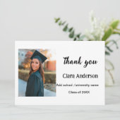 QR White Black Foto Classic Eleg Graduation Party Dankeskarte (Stehend Vorderseite)