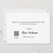 QR White Black Foto Classic Eleg Graduation Party Dankeskarte (Rückseite)