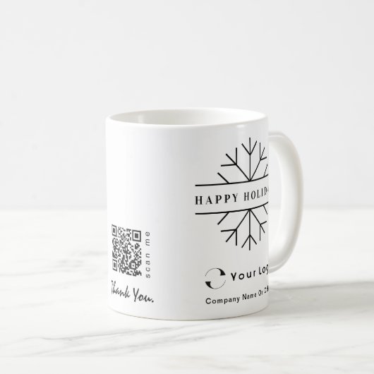 QR White Christmas Chake Snowflake Kaffeetasse (VorderseiteRechts)
