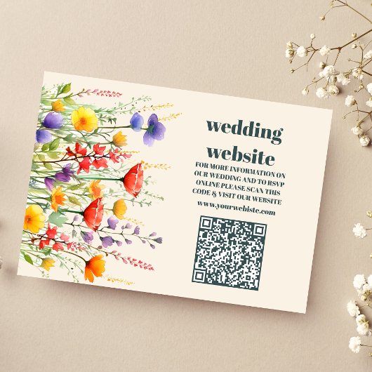 qr Wildblume Wedding Boho Country Floral Begleitkarte
