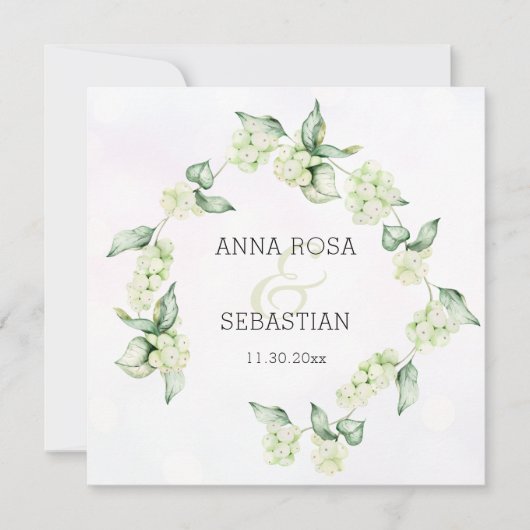 *~* QR Winterschnee Berry AR12 Boho UAWG Wedding Einladung (Vorderseite)