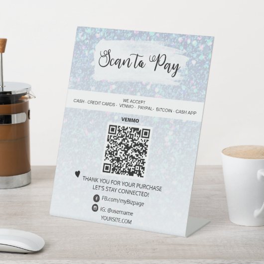 *~* QR ZAHLUNG Tabletop Tabelle Zehenfels Sockelschild (In SItu)