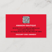 QRCODE 10%OFF Discount Online ShopEtsyRed Gold Visitenkarte (Rückseite)