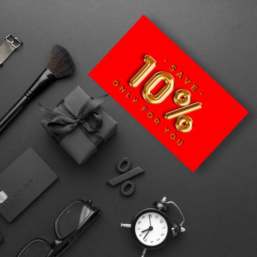 QRCODE 10%OFF Discount Online ShopEtsyRed Gold Visitenkarte