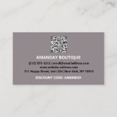 QRCODE 10% Rabatt Online Shop Silver Gray Visitenkarte (Rückseite)