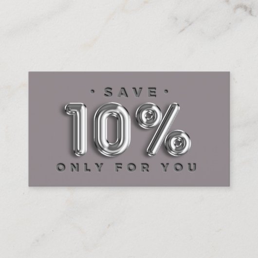 QRCODE 10% Rabatt Online Shop Silver Gray Visitenkarte (Vorderseite)