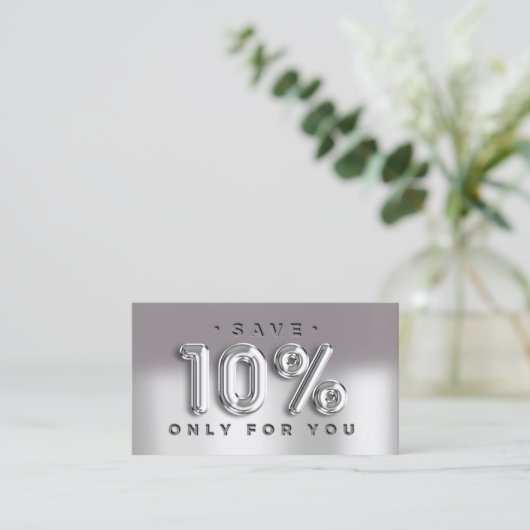 QRCODE 10% Rabatt Online Shop Silver Gray Visitenkarte (Stehend Vorderseite)