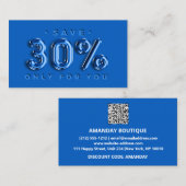 QRCODE 30%OFF Discount Blue Rose Insert VIP Visitenkarte (Vorne/Hinten)