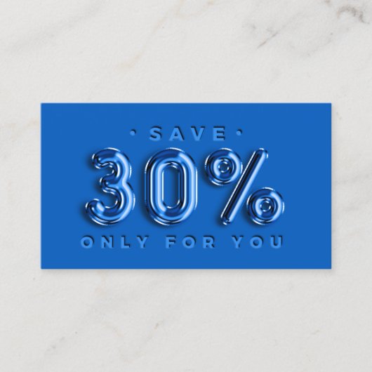 QRCODE 30%OFF Discount Blue Rose Insert VIP Visitenkarte (Vorderseite)
