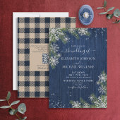QRCode Blue Silver WinterWood Kariert Rustikale Ho Einladung
