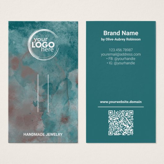 QRCode-Display-Karte für aquamarine Wasserfarben-H (Vorne & Hinten)