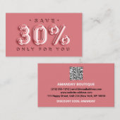 QRCODE EINFÜGEN 30%OFF Rose-Ballon-Discount-Code Visitenkarte (Vorne/Hinten)