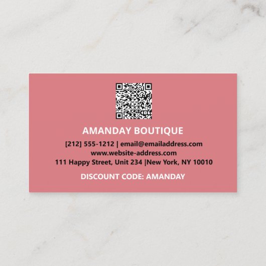 QRCODE EINFÜGEN 30%OFF Rose-Ballon-Discount-Code Visitenkarte (Rückseite)