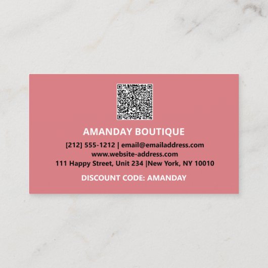QRCODE EINFÜGEN 30%OFF Rose Maroon Discount Code Visitenkarte (Rückseite)