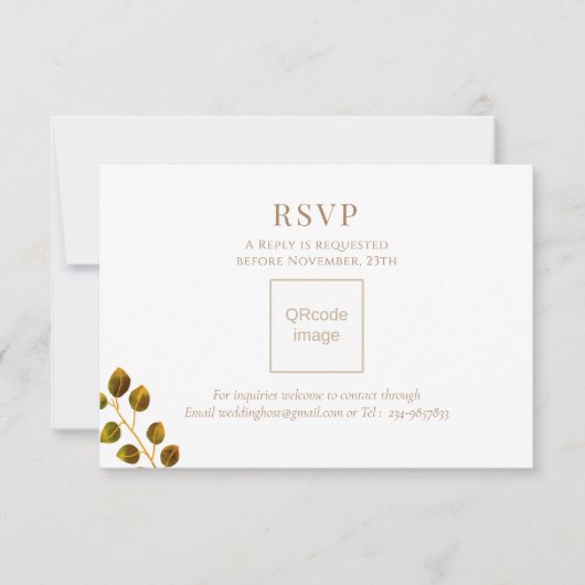 QRcode für das Hochzeitschick RSVP Karte (Vorderseite)
