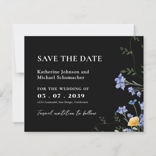 QRcode-Hochzeit der Aquarellfarbe Wildblume Datum  (Vorderseite)