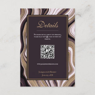 QRCode-Hochzeitskarte für lila- und Goldmarmor Begleitkarte