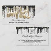 QRCode Koch Kitchen Tropfen Logo Messer Gold Gray Visitenkarte (Vorne/Hinten)