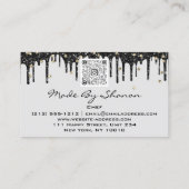 QRCode Koch Kitchen Tropfen Logo Messer Gold Gray Visitenkarte (Rückseite)