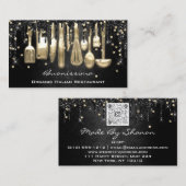 QRCode Koch Kitchen Tropfen Logo Messer Schwarzes Visitenkarte (Vorne/Hinten)