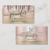 QRCode Logo Abstrakt Online Shop Rose Gold Grunge Visitenkarte (Vorne/Hinten)