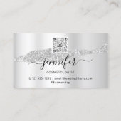 QRCode Logo Abstrakt Online Shop Silver Gray Tropf Visitenkarte (Rückseite)