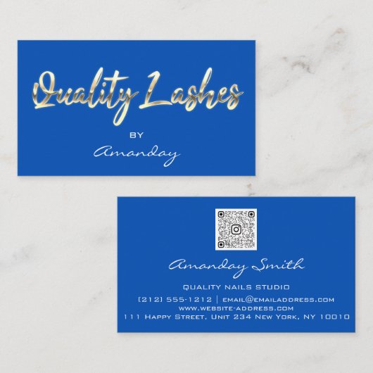 QRCode-Logo Blue Gold Visitenkarte (Vorne/Hinten)