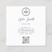 QRCode Logo Custom Foto Frame Gelb Weiß Quadratische Visitenkarte (Rückseite)