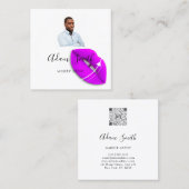 QRCode Logo Custom Foto Makeup Artist Quadratische Visitenkarte (Vorne/Hinten)