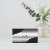 QRCode-Logo für die luxuriöse schwarze Silber-Verk Visitenkarte (Stehend Vorderseite)