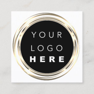 QRCode Logo Online Shop Rahmen Gold White Shop Quadratische Visitenkarte